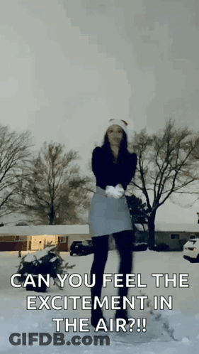 Woman In Skirt Throwing Snowballs GIF