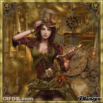 Woman In Steampunk Outfit GIF