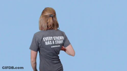 Woman In Sticker Giant T-Shirt Holding Can Of Beans GIF