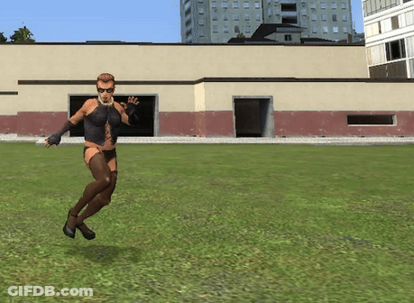 Woman In Stockings And Gloves Running In Field GIF