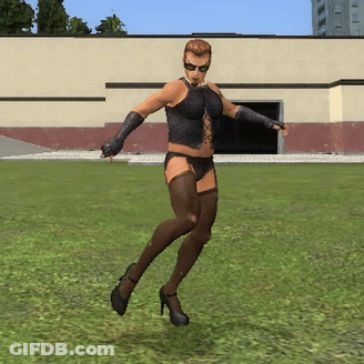 Woman In Stockings And High Heels Dancing In Field GIF
