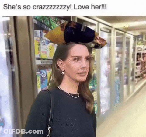 Woman In Store With Bag On Head Saying She's So Crazzzzzzy Love Her GIF