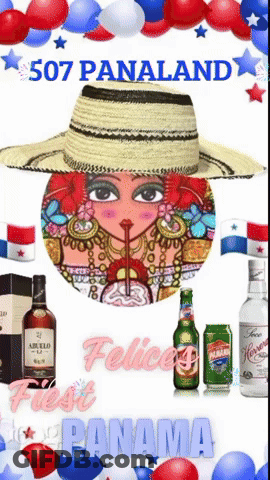 Woman In Straw Hat Felices Fest Panama GIF