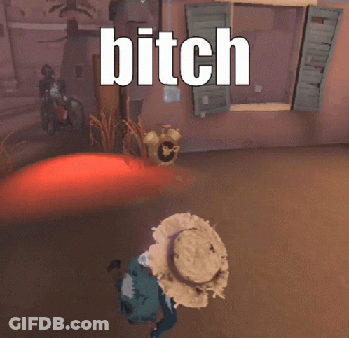 Woman In Straw Hat In Front Of Bitch Statue GIF