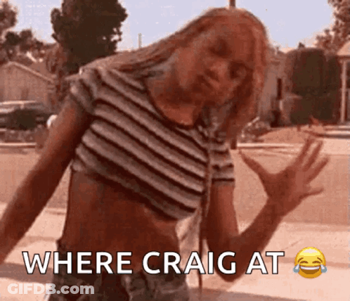Woman In Striped Crop Top Saying Where Craig At GIF