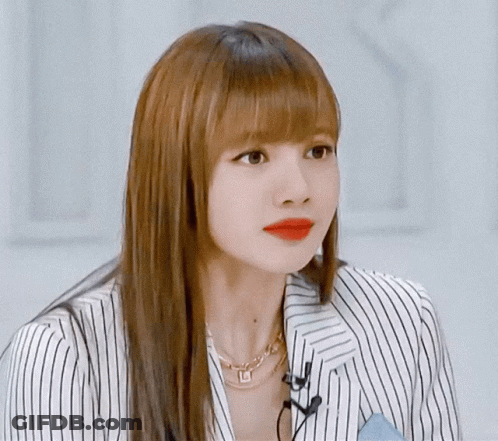 Woman In Striped Jacket And Red Lipstick GIF