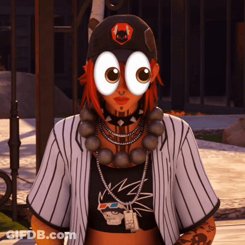 Woman In Striped Shirt And Hat With Big Eyes GIF