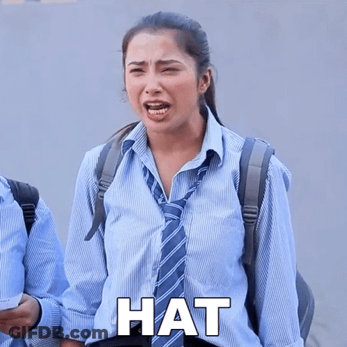 Woman In Striped Shirt And Tie With Hat On Chest GIF