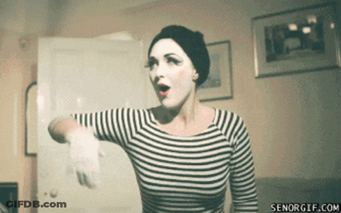 Woman In Striped Shirt And White Gloves Senorgif.com GIF