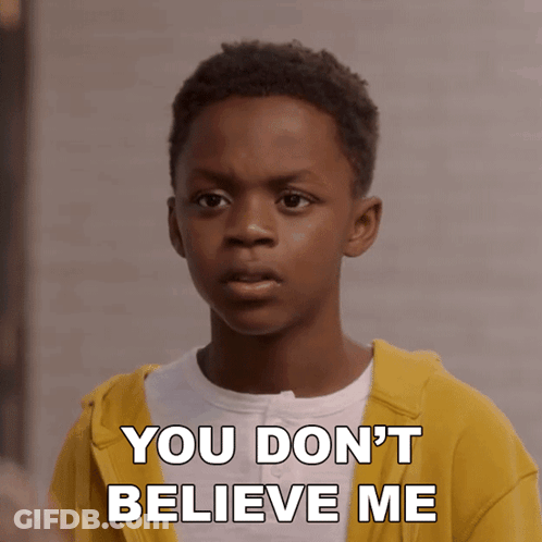 Woman In Striped Shirt And White Hat Says Do You Believe In Me GIF