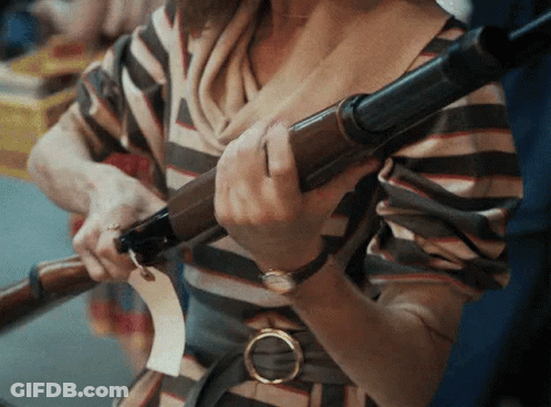 Woman In Striped Shirt Holding Telescope GIF