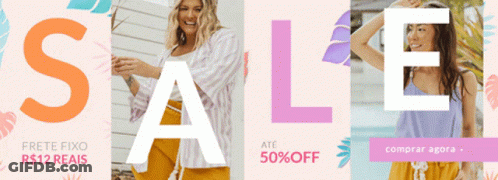 Woman In Striped Shirt Next To Sale Sign GIF