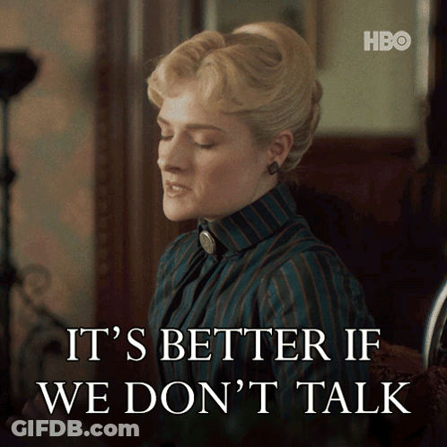 Woman In Striped Shirt Saying Don't Talk GIF