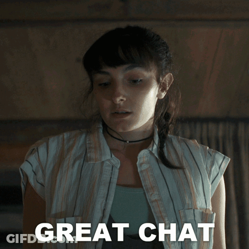Woman In Striped Shirt Saying Great Chat GIF