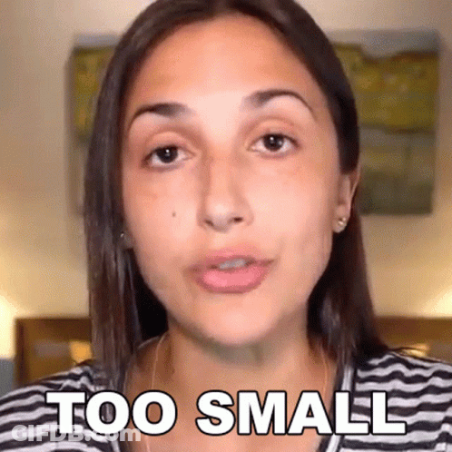 Woman In Striped Shirt Says Too Small GIF