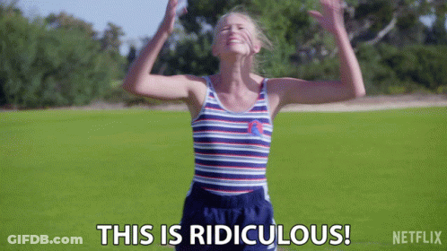 Woman In Striped Tank Top Says This Is Ridiculous In Field GIF