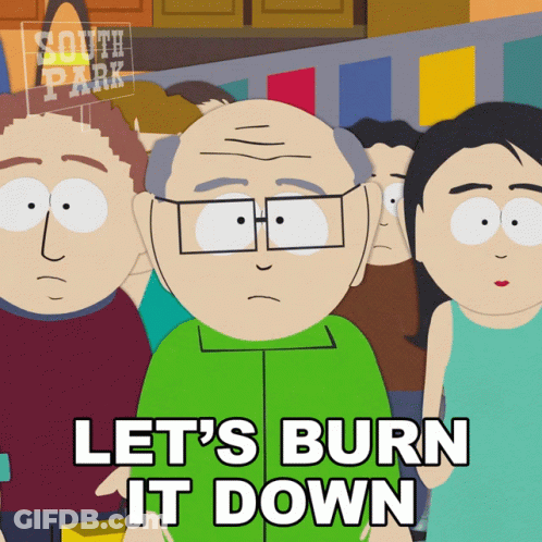 Woman In Suit And Tie Saying I'm Not Saying Burn It Down GIF