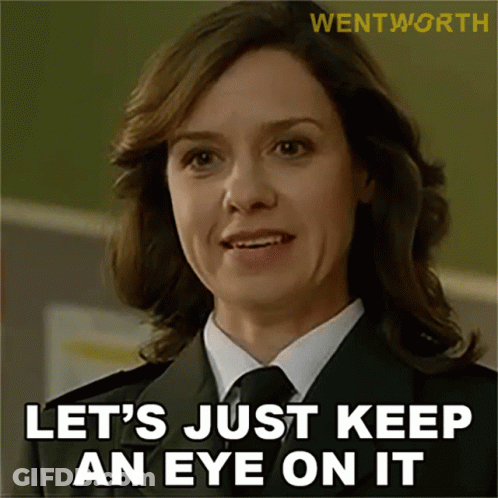 Woman In Suit And Tie Says Let's Just Keep An Eye On It GIF