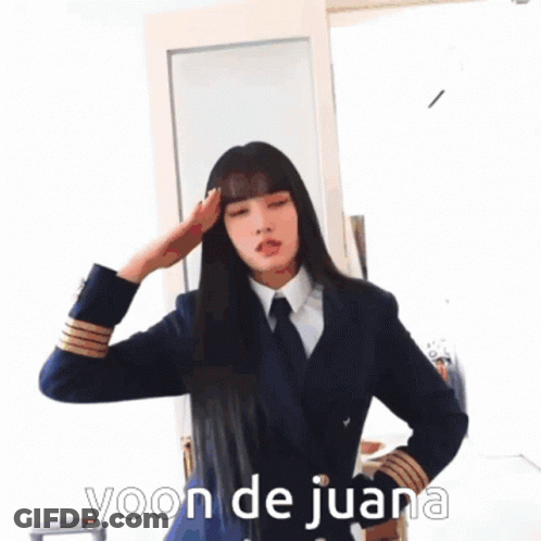 Woman In Suit Giving Peace Sign With Yoon De Juana GIF