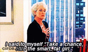 Woman In Suit Says I Said To Myself Take A Chance Hire The Smart Fat Girl GIF