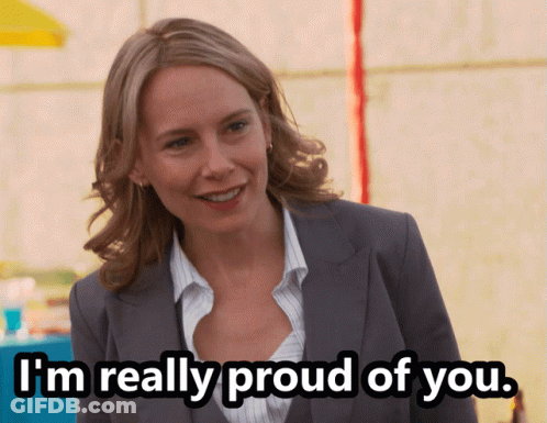 Woman In Suit Smiling Saying I'm Really Proud Of You GIF