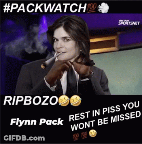 Woman In Suit Smoking Says Rip Bozo Flynn Pack GIF
