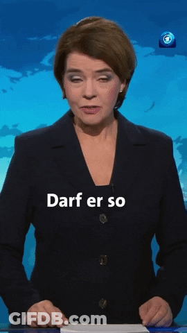 Woman In Suit With Text Darf Er So GIF