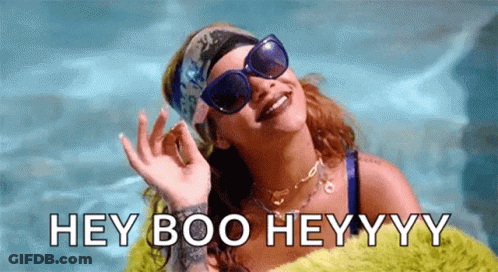 Woman In Sunglasses And Headband Saying Hey Boo GIF