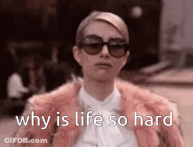 Woman In Sunglasses And Pink Fur Coat Asking Why Is Life So Hard GIF