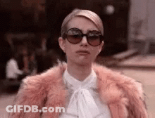 Woman In Sunglasses And Pink Fur Coat GIF