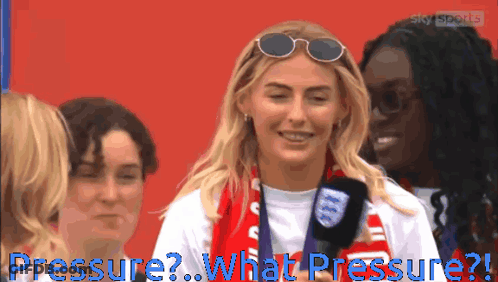 Woman In Sunglasses And Scarf Says Pressure What Pressure GIF