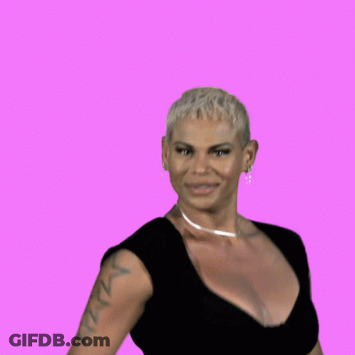 Woman In Sunglasses And White Wig On Purple Background GIF