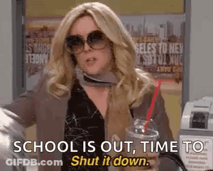 Woman In Sunglasses Holding Coffee Saying School Is Out GIF