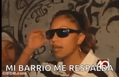 Woman In Sunglasses Saying Mi Barrio Me Respalda GIF