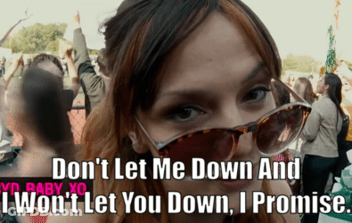 Woman In Sunglasses Says Don't Let Me Down GIF
