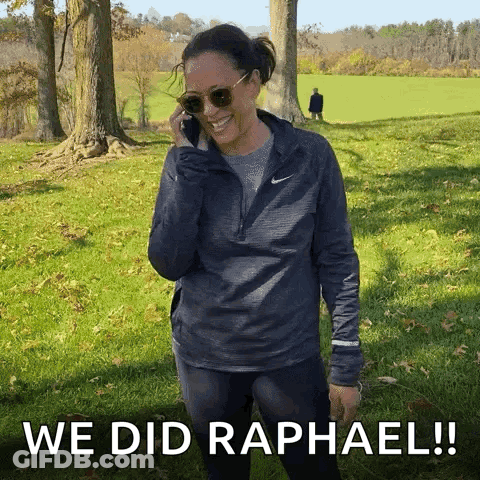 Woman In Sunglasses Talking On Phone Saying We Did Raphael GIF