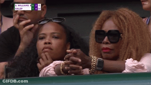 Woman In Sunglasses Watching Serena Williams Vs Halep GIF