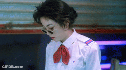 Woman In Sunglasses White Shirt Red Tie GIF