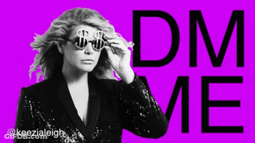 Woman In Sunglasses With Dollar Sign Says DM Me GIF