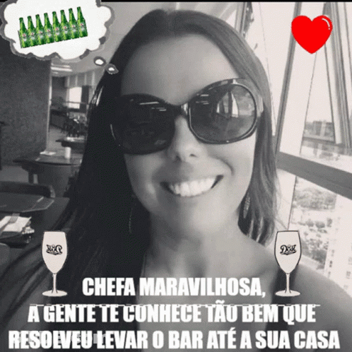 Woman In Sunglasses With Speech Bubble Saying Chefa GIF