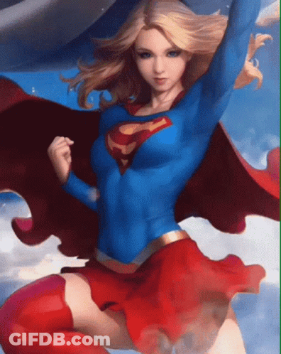 Woman In Supergirl Costume Flying GIF