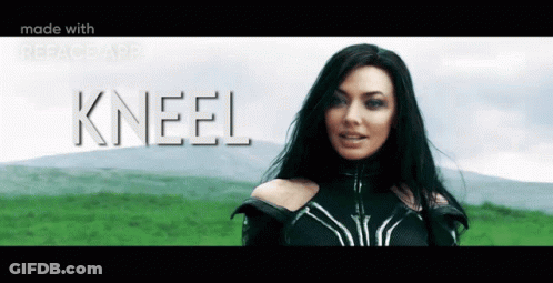 Woman In Superhero Costume Saying Kneel GIF