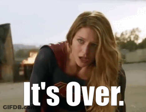 Woman In Superhero Costume Says Its Over GIF