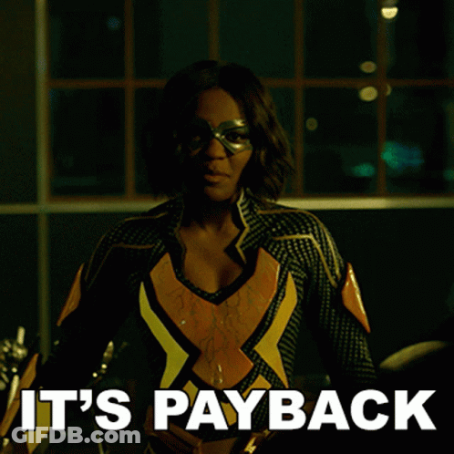 Woman In Superhero Costume Smiling It's Payback GIF