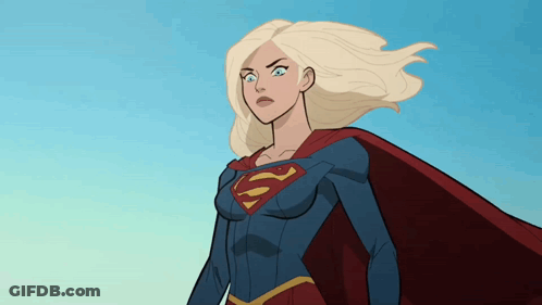 Woman In Superman Costume And Red Cape GIF
