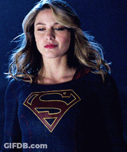 Woman In Superman Costume Blue Shirt With S GIF
