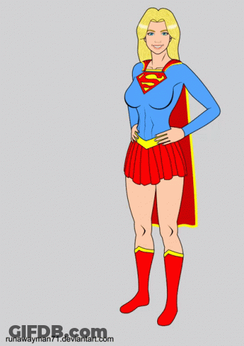 Woman In Superman Costume Flexing Muscles GIF