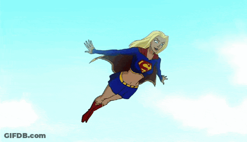 Woman In Superman Costume Flying GIF