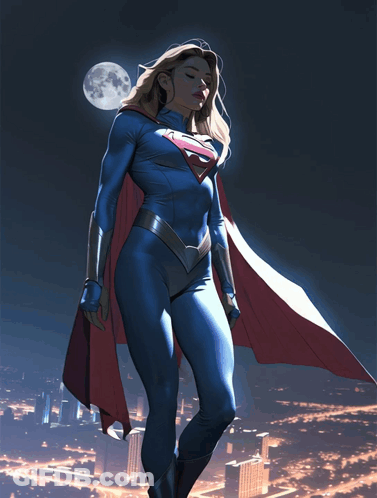 Woman In Superman Costume With S On Chest GIF