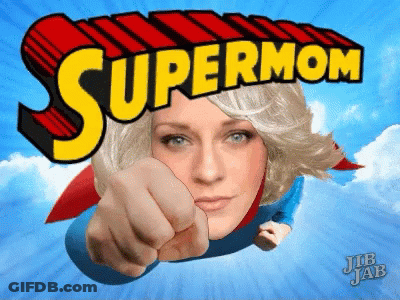 Woman In Supermom Costume Pointing Finger GIF